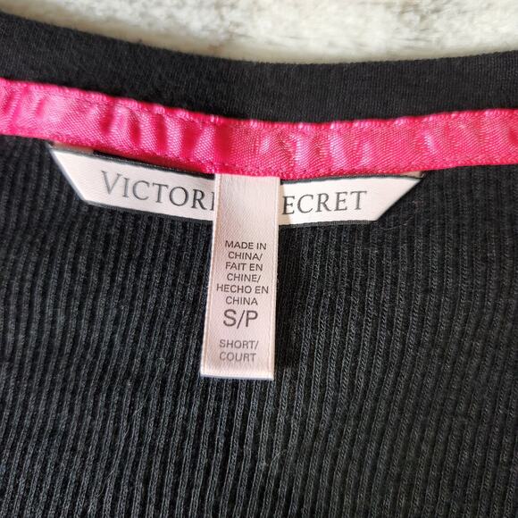 Victoria's Secret Black Soft and Stretchy Henley Long Sleeve Sleep Shirt - S - Picture 3 of 8